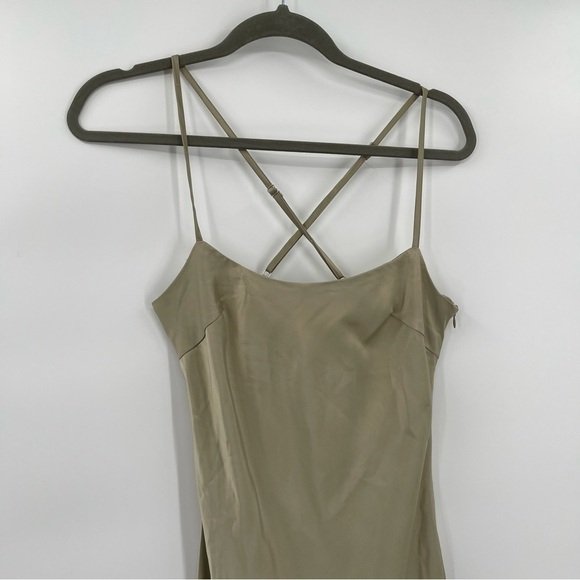 Nasty Gal Collection NWT Satin Square Neck Midi Slip Dress Size 2 Sand/tan - Picture 4 of 9